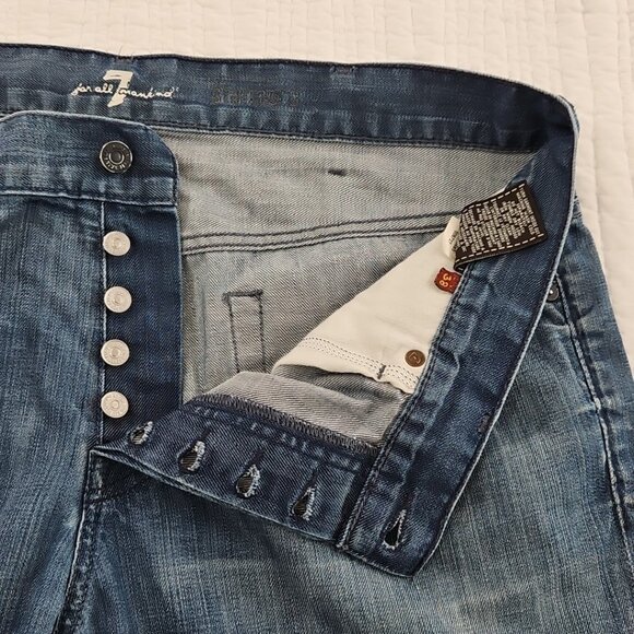 7 For All Mankind Standard Jeans Men's 38x34 Med Wash Button Fly Relaxed EUC - Picture 15 of 16